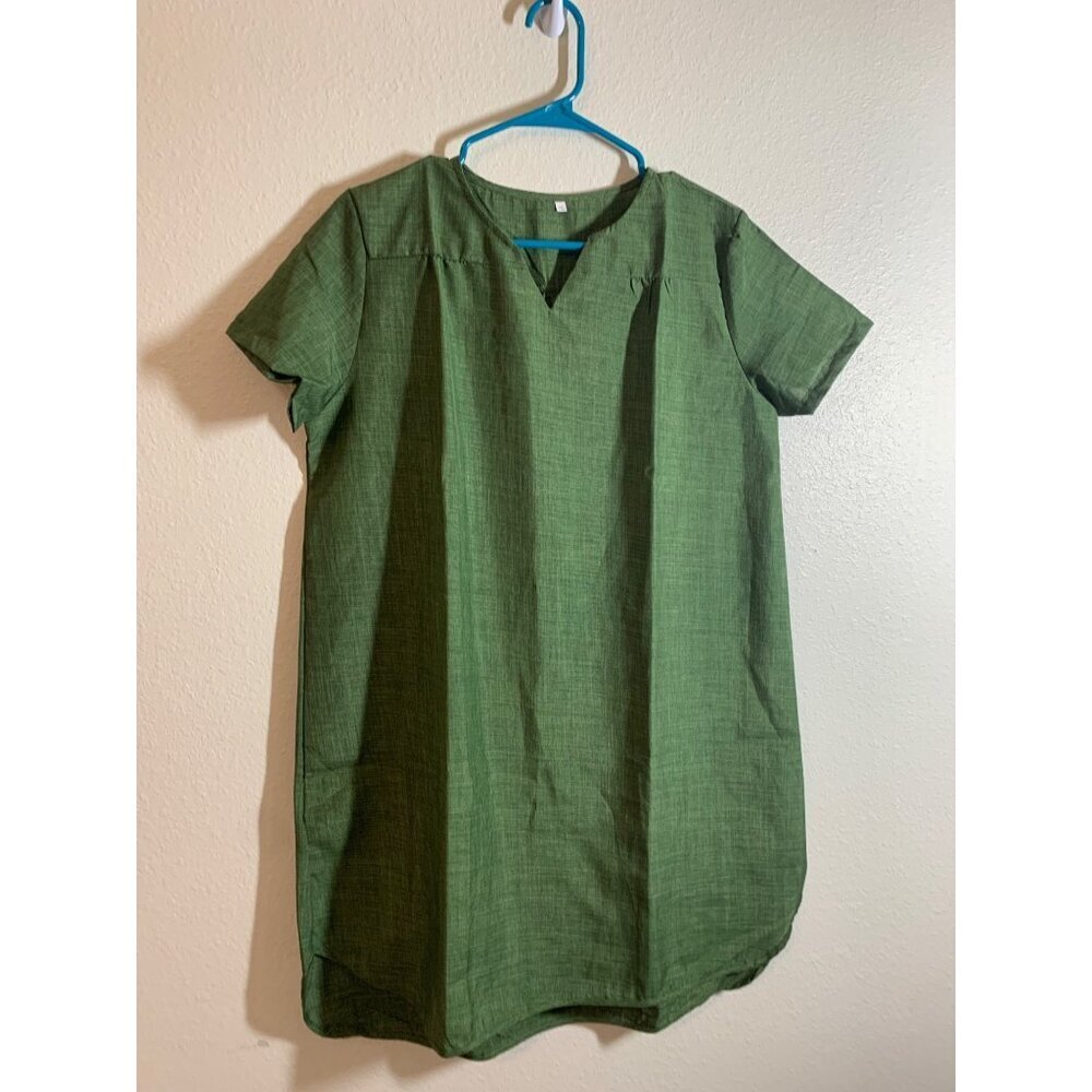 NWOT Short Sleeve Short Dress Womens Size Large Green AC5